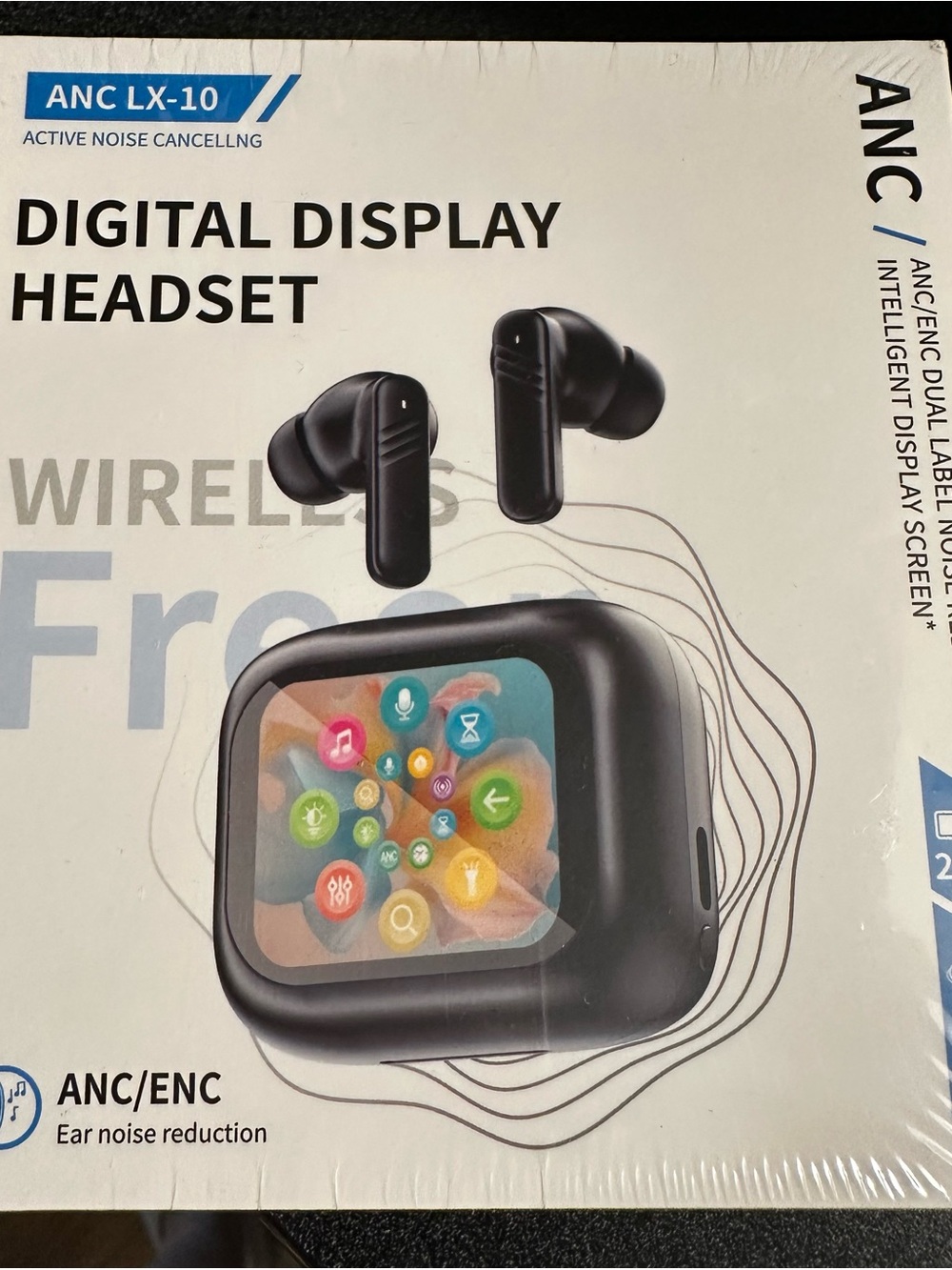 Black Digital Display Wireless Headset